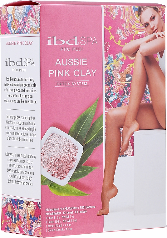 Набір для рук і ніг з рожевою глиною - IBD Aussie Pink Clay Detox Intro Kit (soak/114g + scr/180g + mask/120ml + cr/120ml) — фото N3