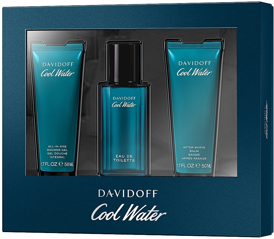 Davidoff Cool Water - Набір (edt/40 ml + sh/gel/50 ml + ash/balm/50 ml) — фото N1