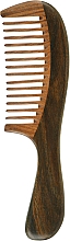 Расческа CS393 для волос, деревянная жидкозубая с ручкой, комби сандал - Cosmo Shop — фото N1