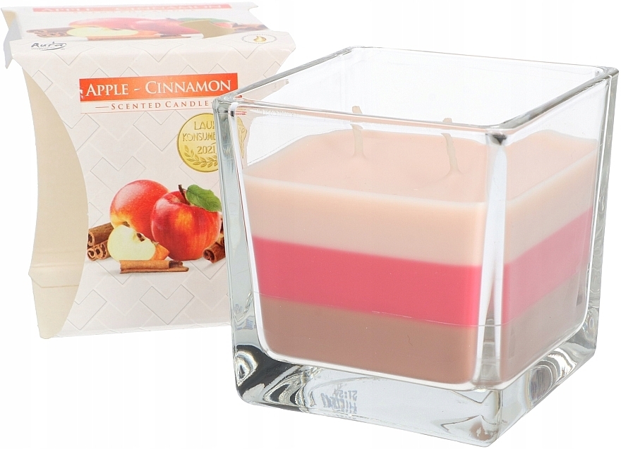 Ароматическая трехслойная свеча в стакане "Яблоко и корица" - Bispol Scented Candle Apple & Cinnamon — фото N2