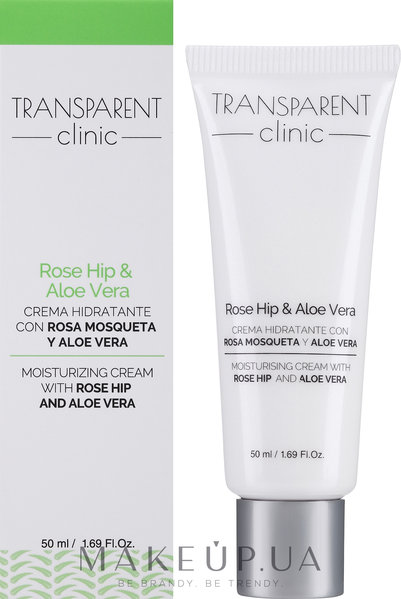 Зволожувальний крем із шипшиною та алое вера - Transparent Clinic Rose Hip & Aloe Vera — фото 50ml