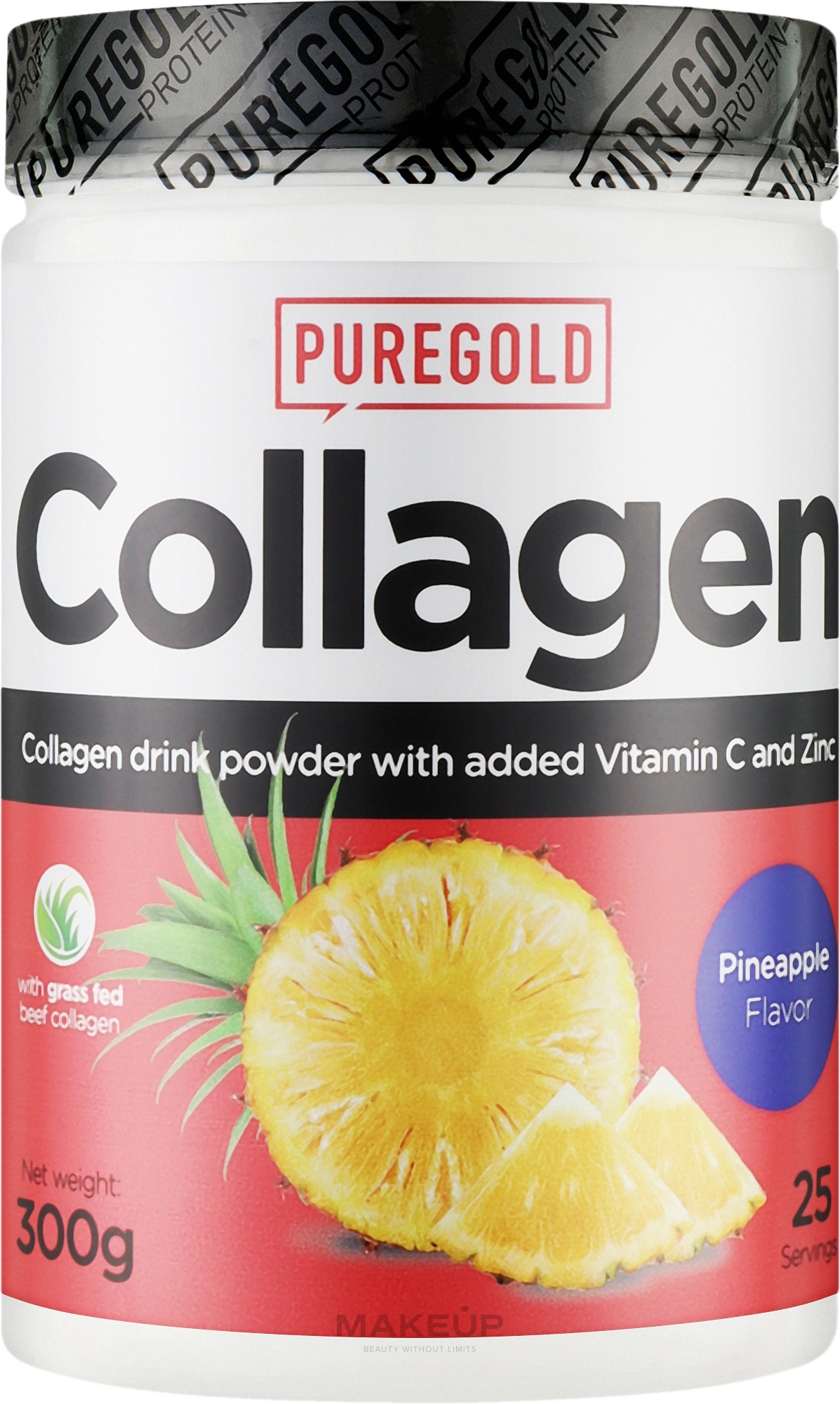 Коллаген с витамином С и цинком, ананас - PureGold Collagen Marha — фото 300g