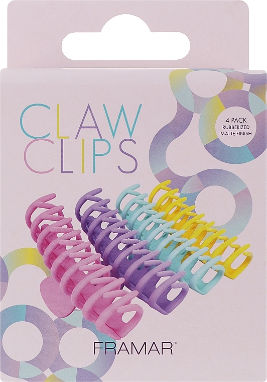 Затискачі для волосся в пастельних тонах, 4 шт. - Framar Claw Clips Pastel — фото N2