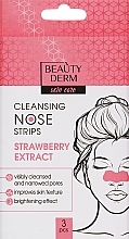 Духи, Парфюмерия, косметика Очищающие полоски для носа с экстрактом клубники - Beauty Derm Cleansing Nose Strips