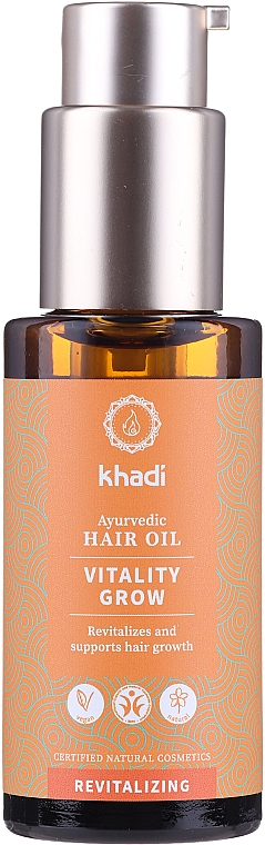 Відновлювальна олія для волосся - Khadi Ayurvedic Vitality Grow Hair Oil — фото N1