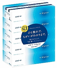 Духи, Парфюмерия, косметика Салфетки бумажные увлажняющие "+Water" с глицерином и молекулами воды, 5 х 180 шт. - Elleair