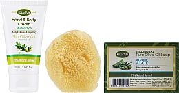 Набор, крем с маслом мастихи и мыло с ароматом алоэ - Kalliston Kit (soap/100g + b/cr/50ml + sponge/1pcs) — фото N2