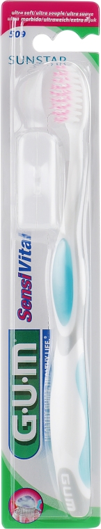 Зубная щетка "Sensi Vital", мягкая, бирюзово-белая - G.U.M Ultra Soft Toothbrush — фото N1
