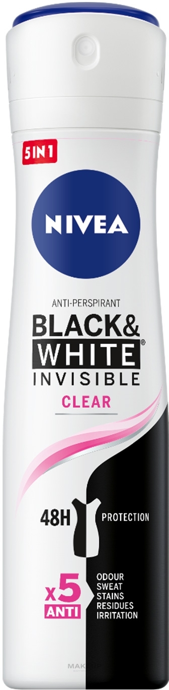 Антиперспірант "Чорне та Біле. Невидимий. Прозорий", спрей - NIVEA Black & White Invisible Clear Anti-Perspirant — фото 150ml