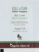 Духи, Парфюмерия, косметика Крем для лица, тела и рук - Kalliston All Over Rich Cream Fro Face, Body And Hands (пробник)