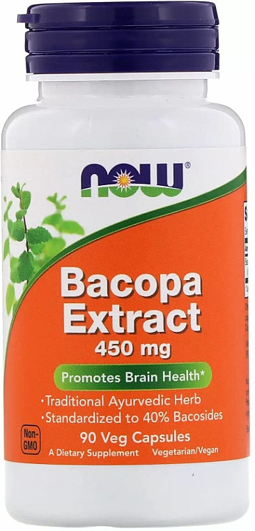 Харчова добавка "Бакопа екстракт", 450 мг - Now Foods Bacopa Extract — фото N1