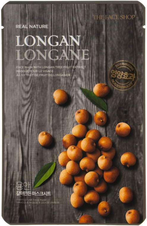 Маска-серветка для обличчя з екстрактом лонгана - The Face Shop Real Nature Mask Longan