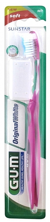 Зубна щітка, м'яка, фуксія - G.U.M OriginalWhite Toothbrush Soft — фото N1