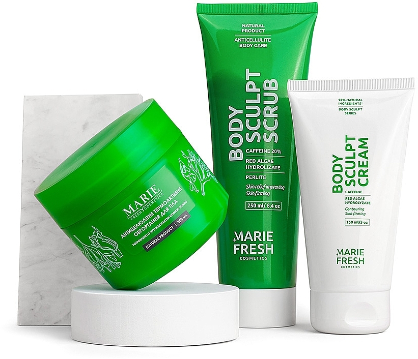 Антицеллюлитный набор - Marie Fresh Cosmetics Anti-Cellulite Body Set (b/cr/250ml + b/cr/150ml + b/scrub/250ml)