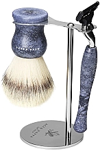 Духи, Парфюмерия, косметика Набор для бритья - Acca Kappa Natural Style Set Blue (razor/1pc + brush/1pc + stand/1pc)