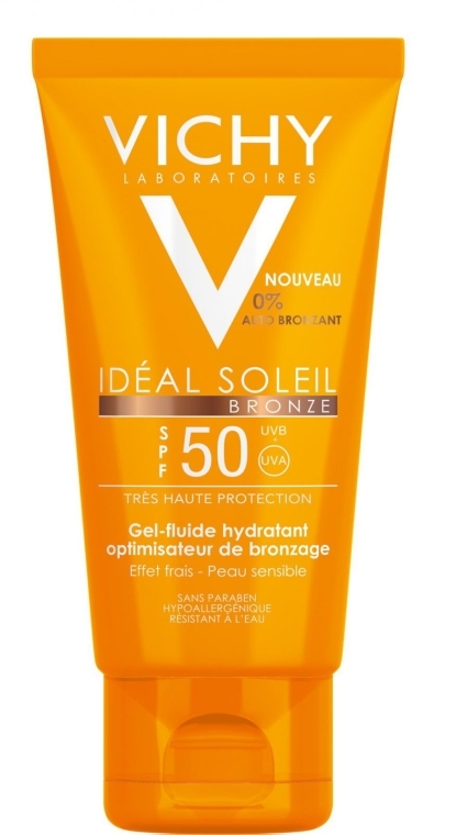 РАСПРОДАЖА Солнцезащитный флюид-гель для лица - Vichy Ideal Soleil Bronze Gel-Fluide Hydratant Optimisateur de Bronzage SPF 50 *