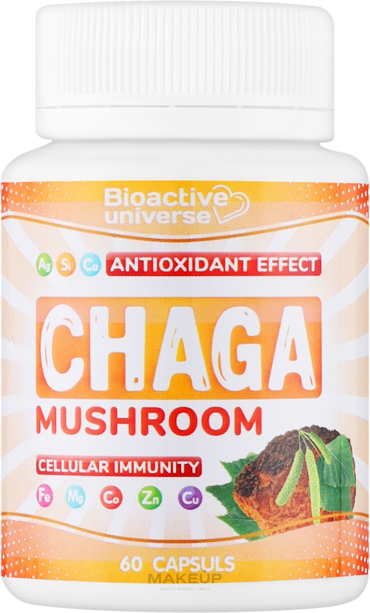 Гриб Чага у капсулах - Bioactive Universe Chaga Mushroom — фото 60шт