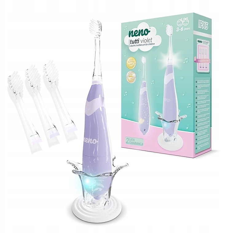 Електрична зубна щітка, 3-6 років, бузкова - Neno Fratelli Tutti Violet — фото N3