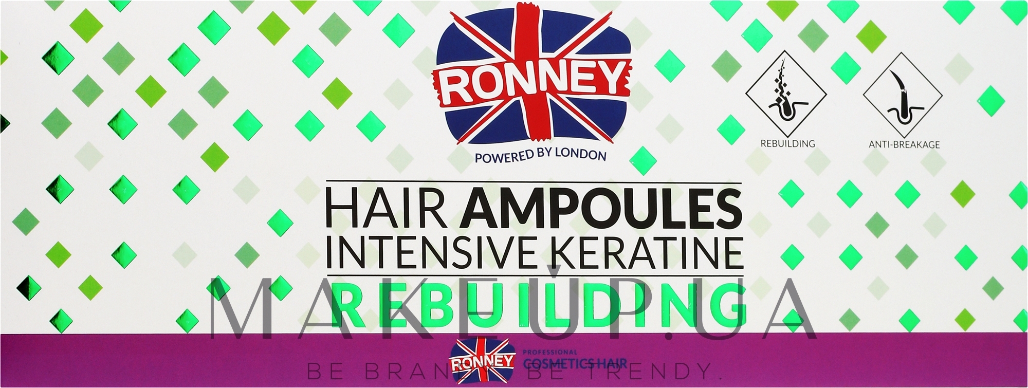Восстанавливающие ампулы для сухих и поврежденных волос - Ronney Professional Hair Ampoules Intensive Keratine Rebuilding — фото 12x10ml