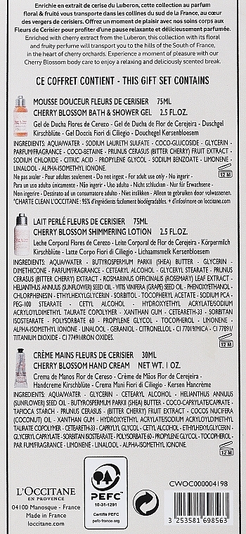 Набор - L'Occitane Cherry Blossom (sh/gel/75ml + b/lot/75ml + h/cr/30ml) — фото N3