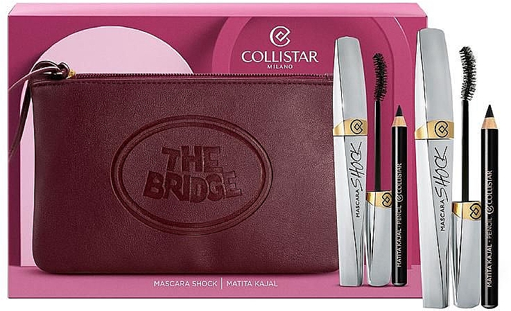 Набор - Collistar Cofanetto Mascara Shock Nero (mascara/8ml + eye/pencil/1.2g + pouch) — фото N1