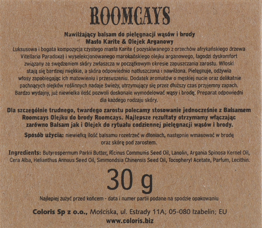 Бальзам для усов и бороды с маслом карите - Roomcays  — фото N4