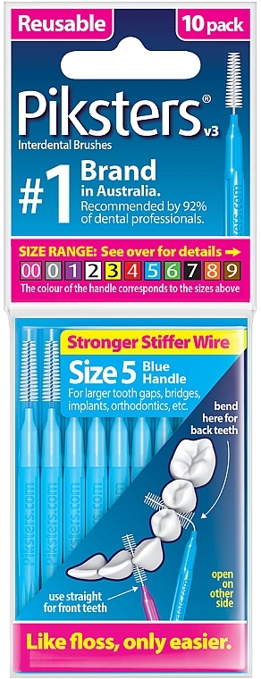 Межзубные ершики 5, голубые, 10 шт. - Piksters Interdental Brushes Blue Size 5 — фото N1