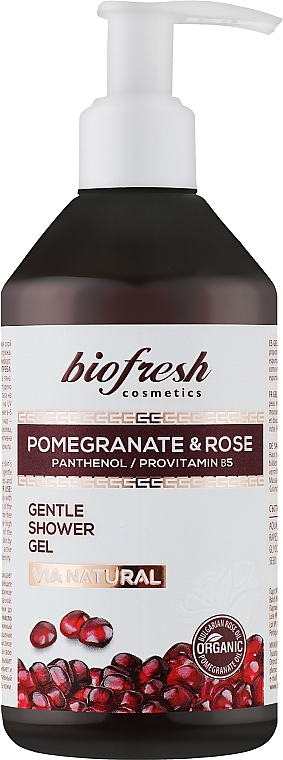 Нежный гель для душа "Гранат и роза" - BioFresh Via Natural Pomegranate & Rose Gentle Shower Gel — фото N1