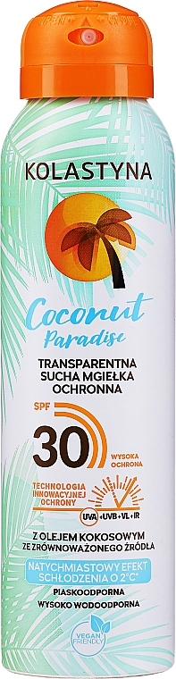 Прозорий сухий захисний спрей для обличчя й тіла - Kolastyna Coconut Paradise SPF30 — фото N1
