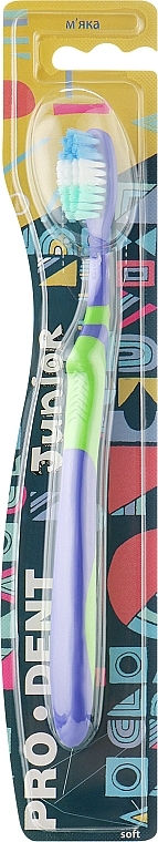 Зубная щетка "Junior", мягкая, зелено-сиреневая - Pro Dent — фото N1
