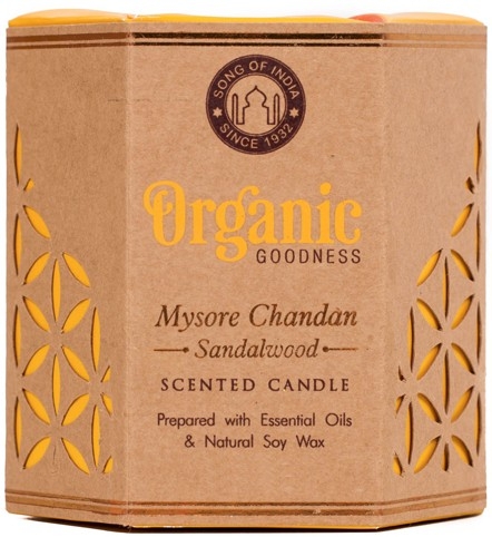 Ароматизированная свеча банке - Song of India Organic Goodness Mysore Chandan Sandalwood Soy Wax Candle — фото N1