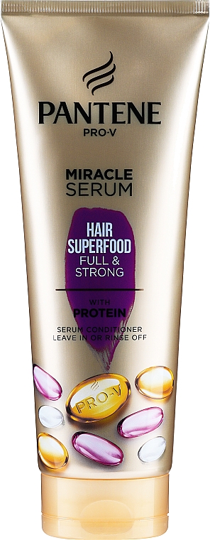 Кондиционер для поврежденных волос - Pantene Pro-V Miracle Serum Hair Superfood Full & Strong With Protein Serum Conditioner — фото N9