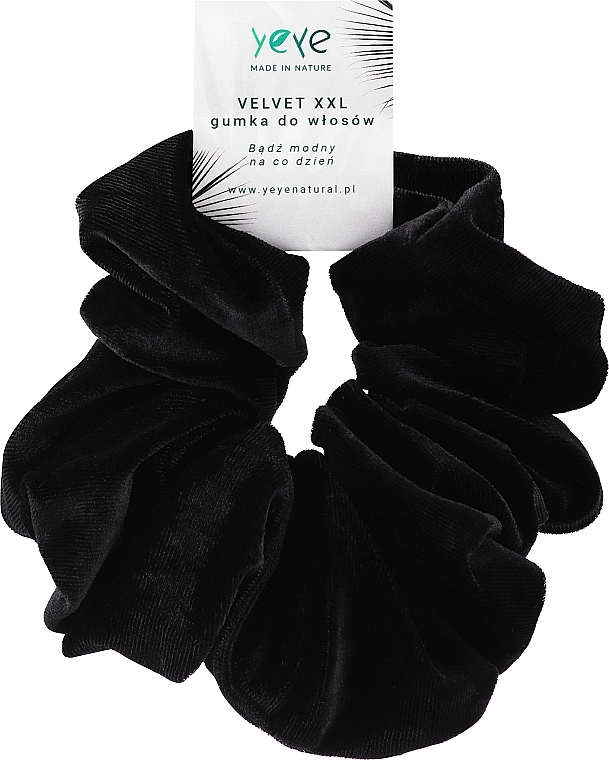 Вельветова резинка для волосся, чорна - Yeye Velvet XXL