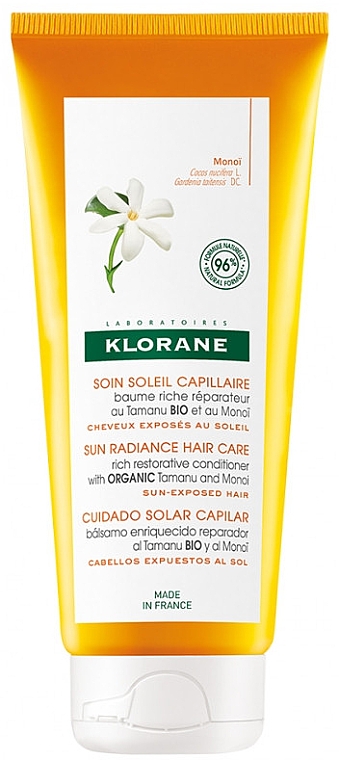 Бальзам для волос - Klorane Sun Radiance Rich Restorative Conditioner Tamanu and Monoi — фото N1