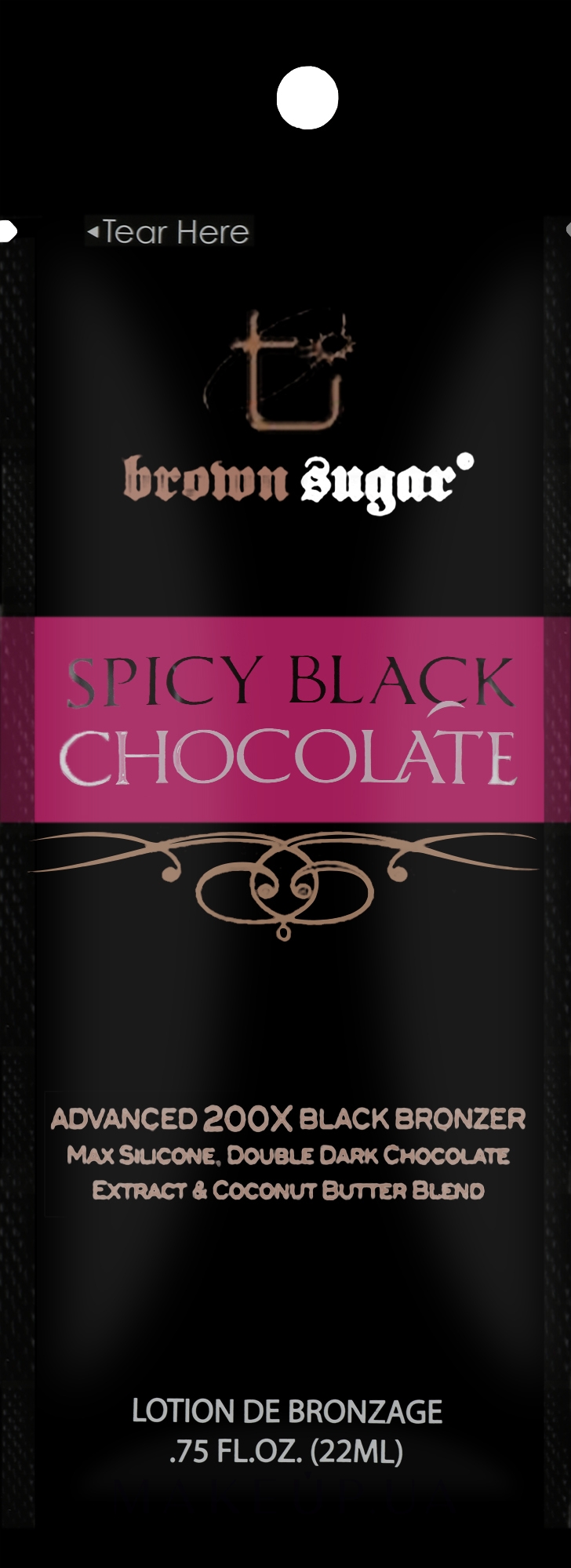 Крем для загара в солярии с темными бронзантами и экстратинглами - Brown Sugar Spicy Black Chocolate 200X (пробник) — фото 22ml