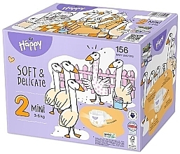 Детские подгузники 3-6 кг, размер 2 Mini, 156 шт - Bella Baby Happy Soft & Delicate — фото N1