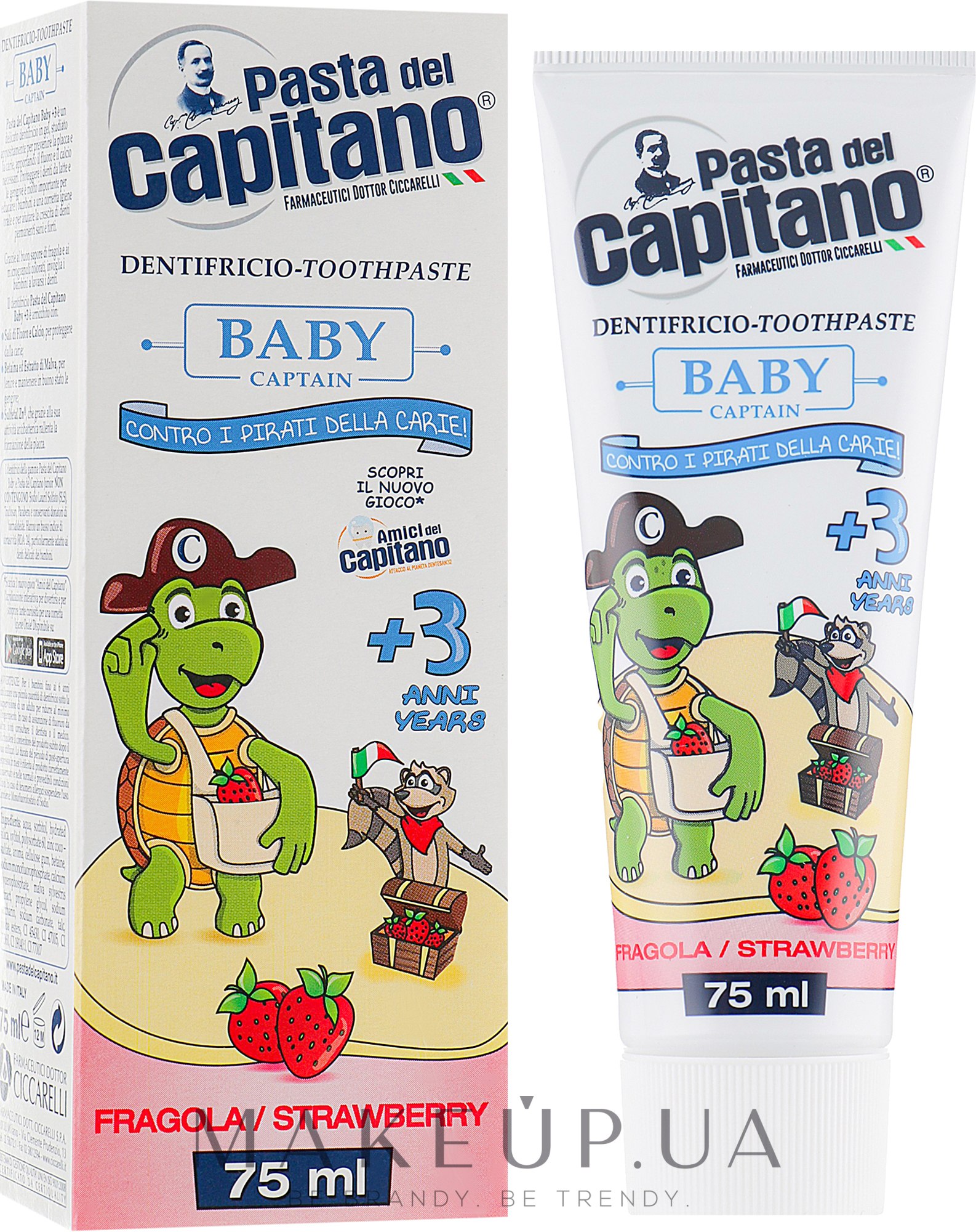 Дитяча зубна паста "Полуниця", 3+ - Pasta del Capitano — фото 75ml