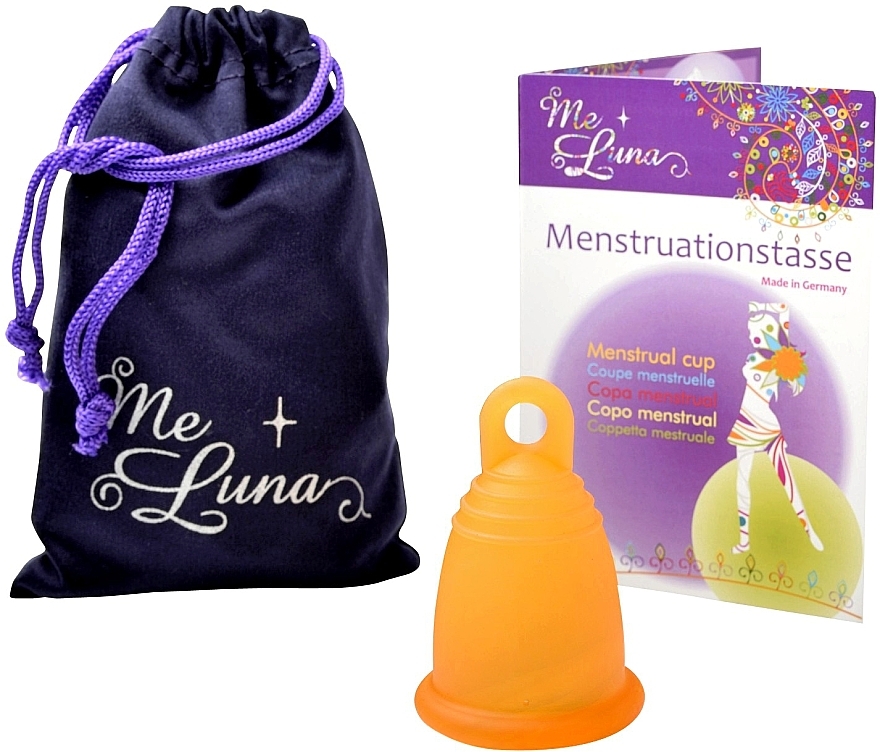 Менструальна чаша з петлею, розмір М, помаранчевий - MeLuna Classic Menstrual Cup Ring — фото N1