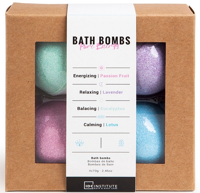 Бомба для ванн - Idc Institute Bath Bombs Pure Energy (Bath/ 70gr x 4шт) — фото N1