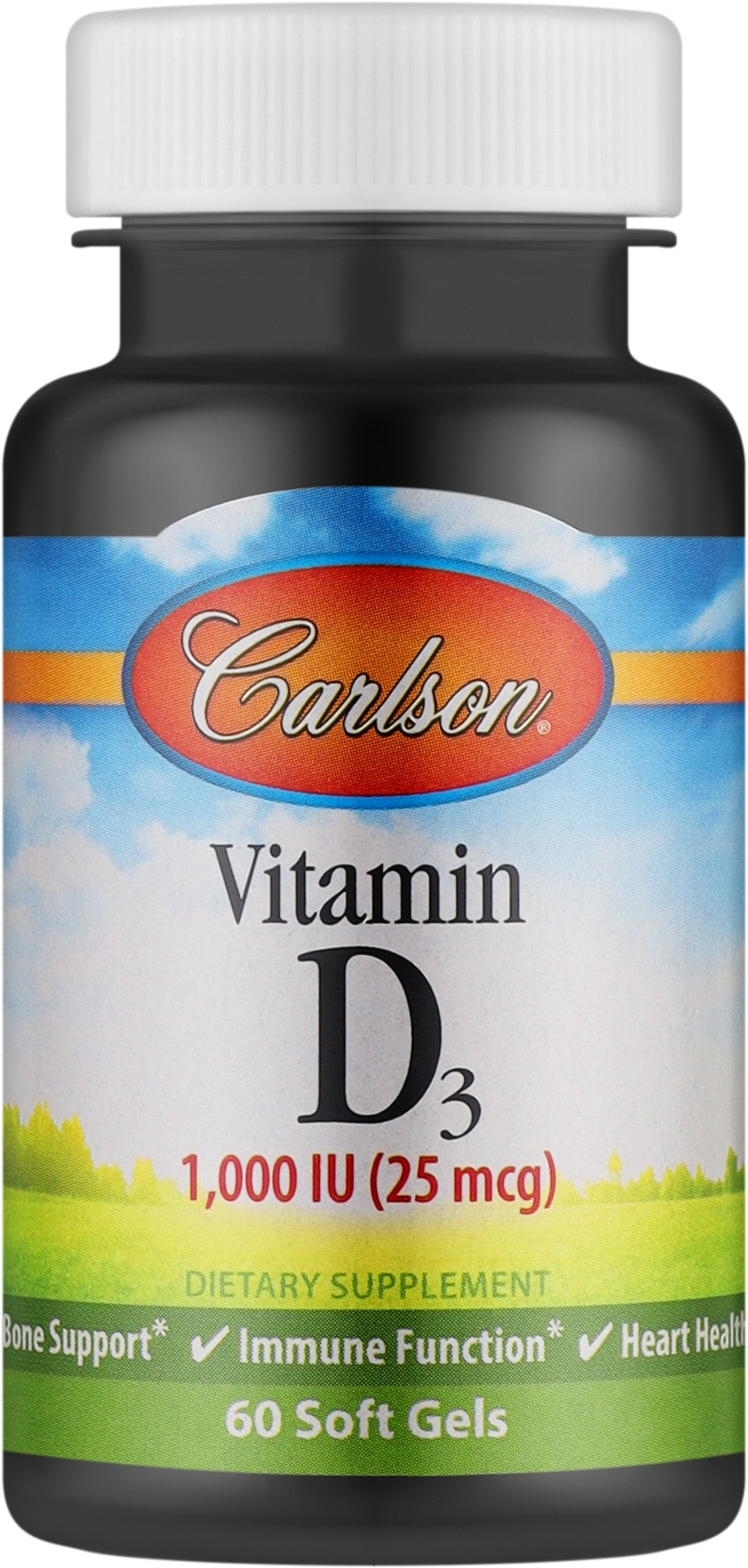 Вітамін D3, 1000 мг - Carlson Labs Vitamin D3 — фото 60шт