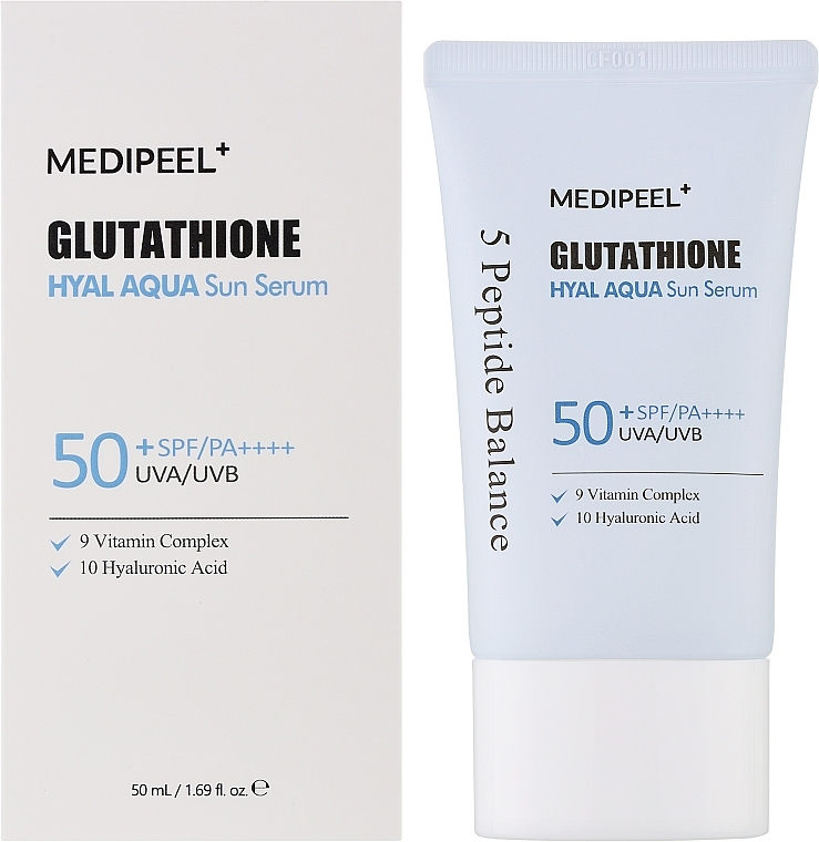 Увлажняющая солнцезащитная сыворотка для лица - Medi-Peel Glutathione Hyal Aqua Sun Serum SPF50+ — фото N2