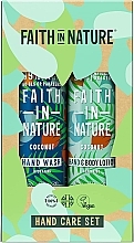 Духи, Парфюмерия, косметика Набор - Faith In Nature Hand Care Coconut Gift Set (h/wash/400ml + b/lot/400ml)