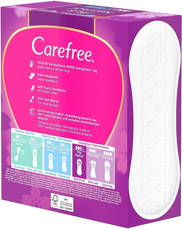 Гигиенические ежедневные прокладки, 56шт - Carefree Plus Original Fresh Scent Pantyliners — фото N6