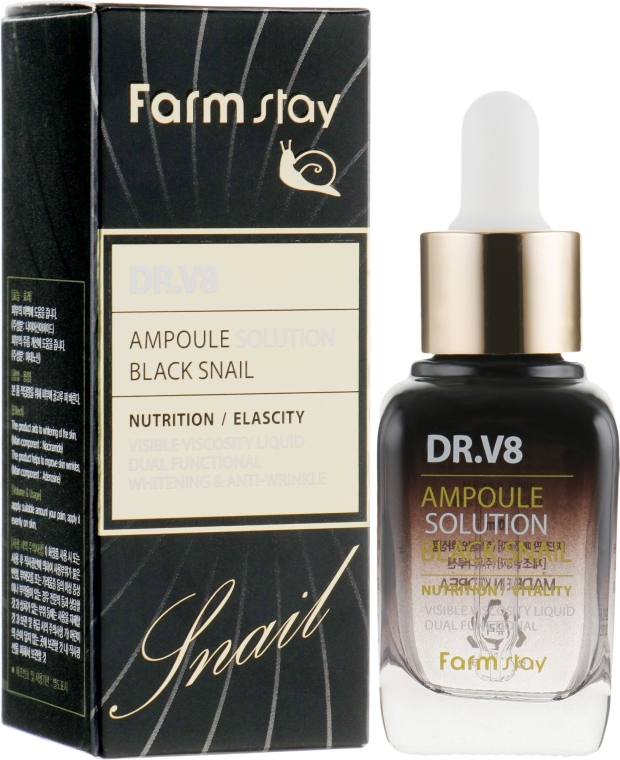 Ампульная сыворотка с муцином черной улитки - FarmStay DR.V8 Ampoule Solution Black Snail — фото N1