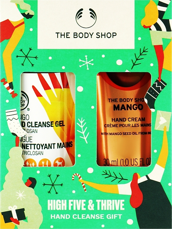 Набор "Манго" - The Body Shop High Five & Thrive Hand Cleanse Gift (h/cr/30ml + h/gel/60ml) — фото N1
