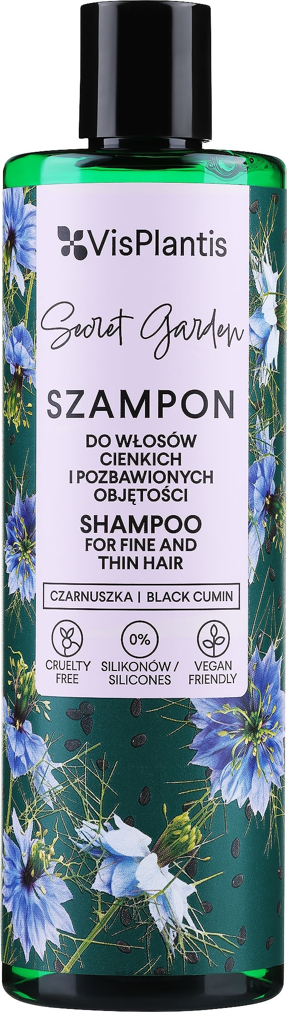 Шампунь для додання об`єму тонкому волоссю - Vis Plantis Herbal Vital Care Shampoo Black Cumin Linseed+Cotton Seed — фото 400ml