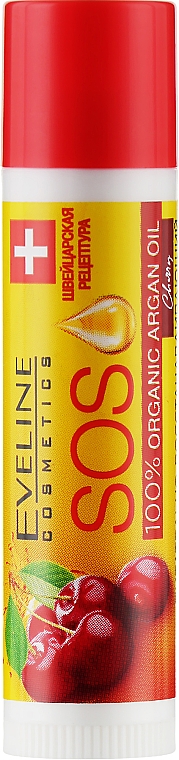 Відновлюючий бальзам для губ "Вишня" - Eveline Cosmetics Argan Oil Sos