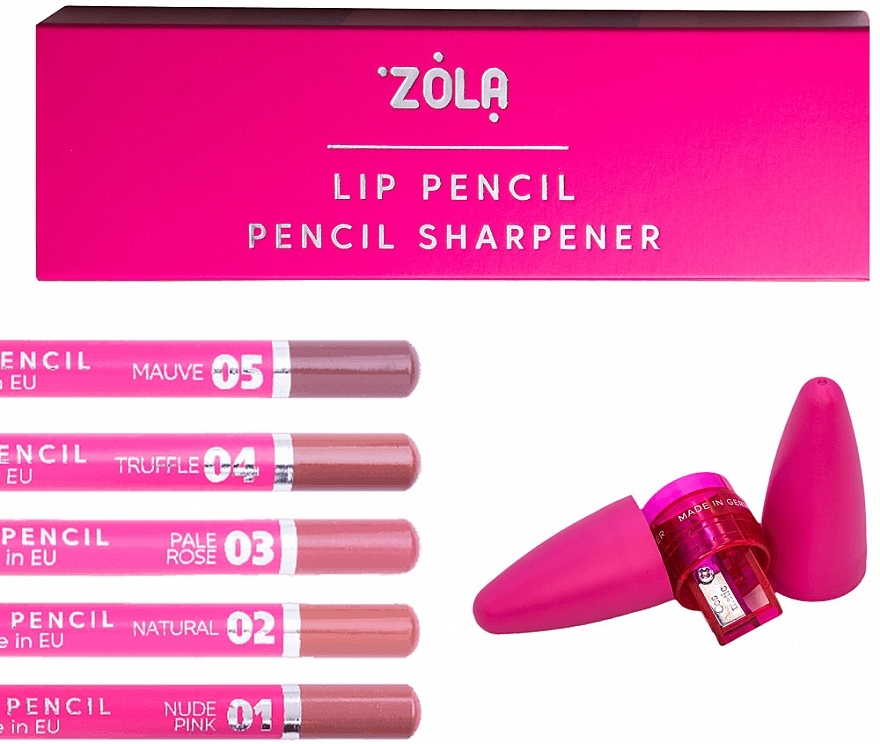 Пенал с точилкой и карандашами для губ - Zola Lip Pencil Pencil Sharpener — фото N1