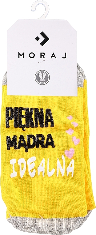 Шкарпетки жіночі з написами, жовті - Moraj — фото N1
