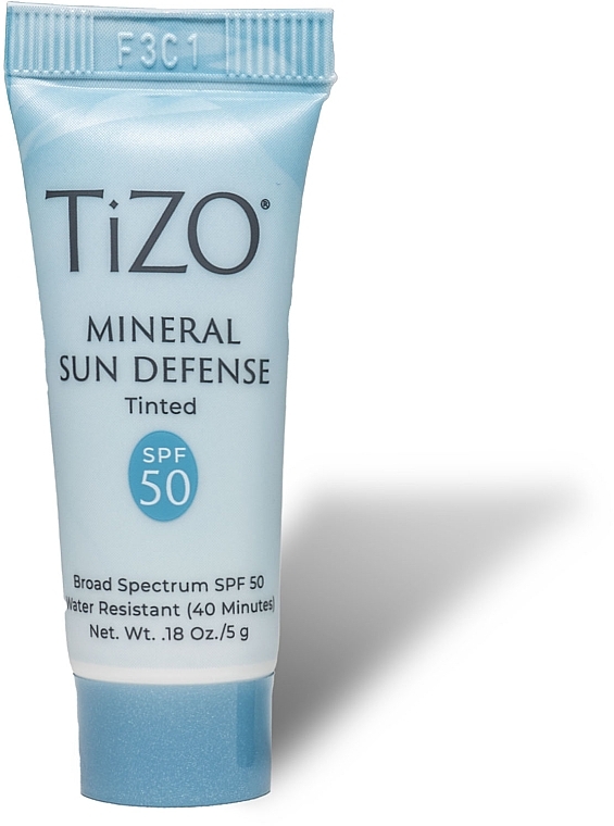 Крем для обличчя мінеральний, сонцезахисний з відтінком - TiZO Mineral Sun Defense Tinted SPF 50 (міні) — фото N1